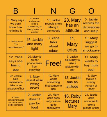 Halloween Party Bingo Card