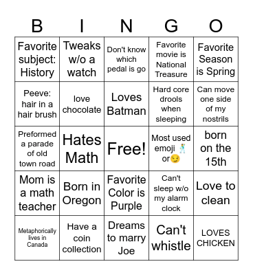 Bingo Birthday Bingo Card