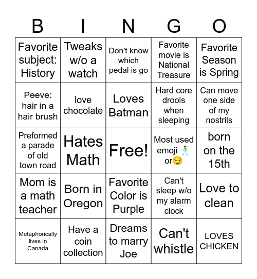 Bingo Birthday Bingo Card