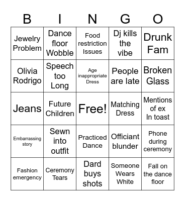 Wedding bingo Card