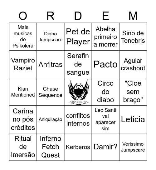 Hexatombe Bingo Card