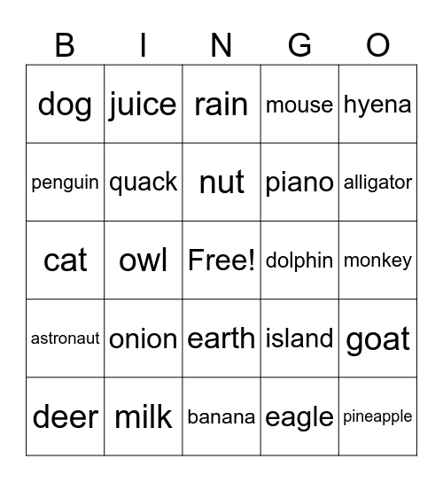 Hana House A-R BINGO Card