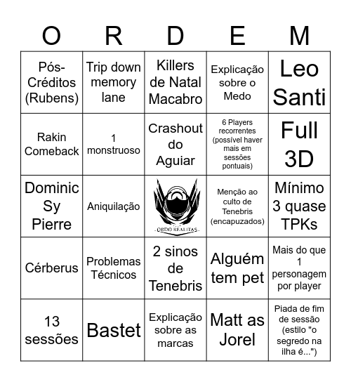 Hexatombe Bingo Card