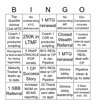 Lapsley's BINGO Bonanza Bingo Card
