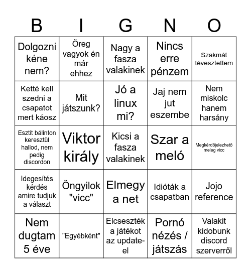 Értelmek Bingója Bingo Card