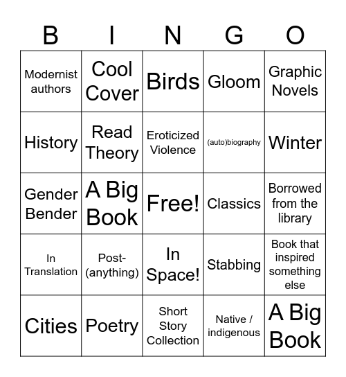 Shrike Club Winter Bingo Card