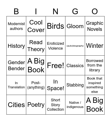 Shrike Club Winter Bingo Card