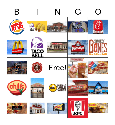 Restaurants Bingo Card