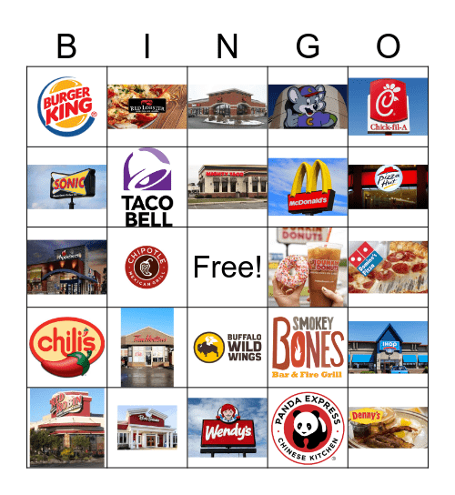 Restaurants Bingo Card