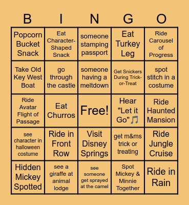 DISNEY BINGO Card