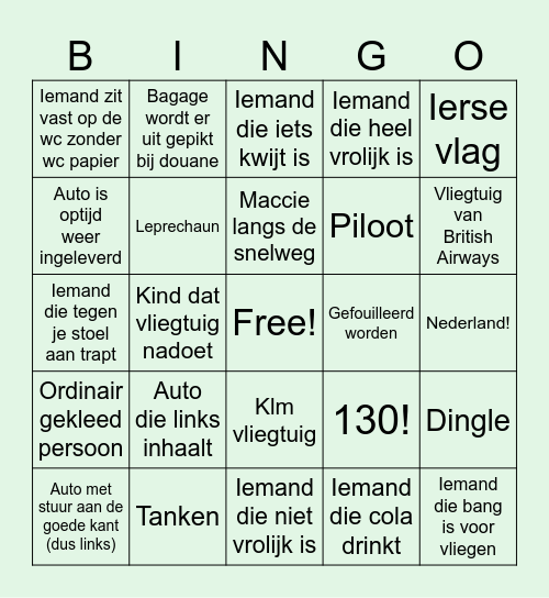 Last Dingle. Bingo Card