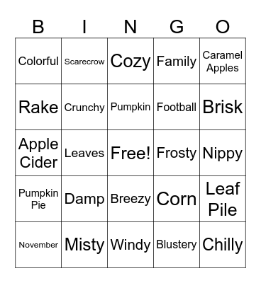 November Bingo Card