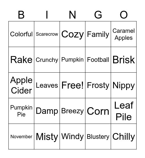 November Bingo Card
