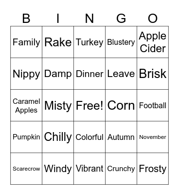 November Bingo Card