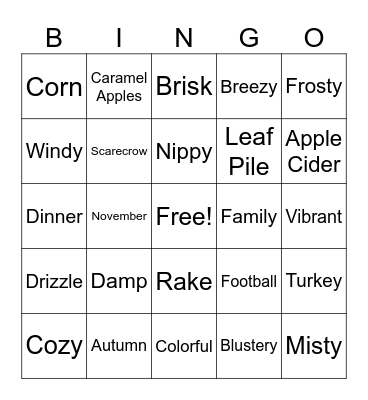 November Bingo Card