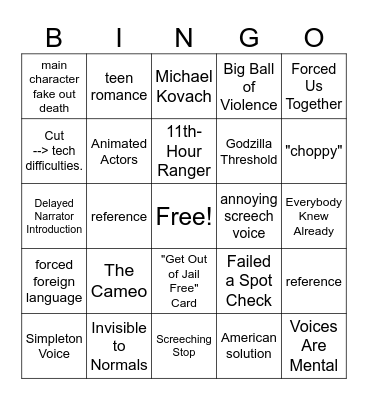 Indie Animation Bingo V1.0 Bingo Card