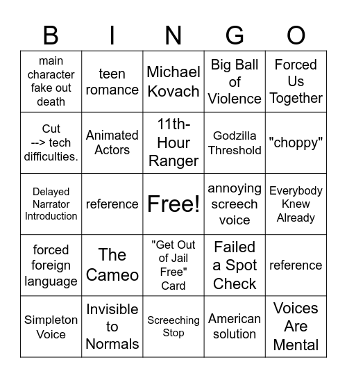 Indie Animation Bingo V1.0 Bingo Card