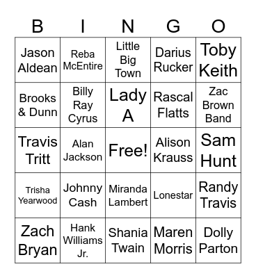 Country Roads Bingo Card