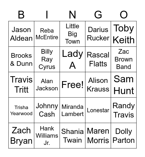 Country Roads Bingo Card