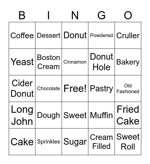 Donut Bingo Card
