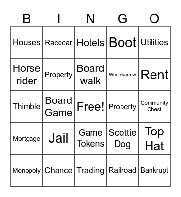 Monopoly Bingo Card