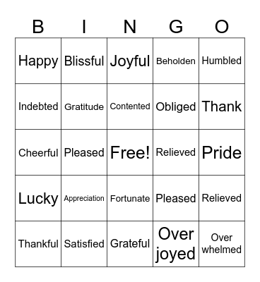 Thankful Bingo Card