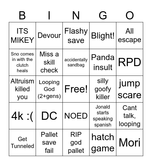 Drunk by Daylight Bingo Card