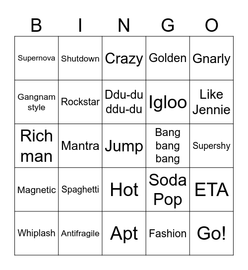 😩 Bingo Card