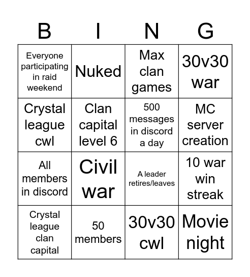 Jung'Nam 2026 Bingo Card