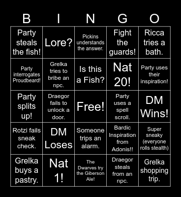 Fishing Dreams: Session 19 Bingo Card