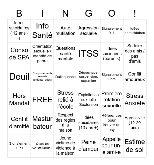 TELJEUNES Bingo Card