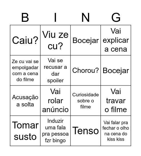 Ficando paranoico de última hora Bingo Card