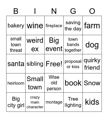 Christmas Hallmark Bingo Card