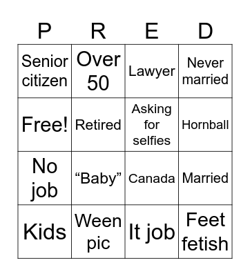 Pred bingo Card