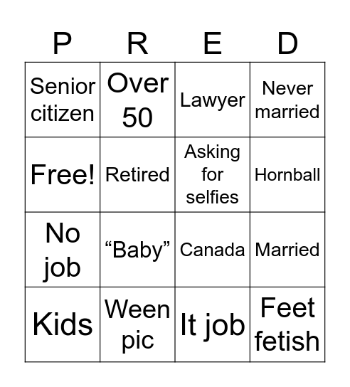 Pred bingo Card