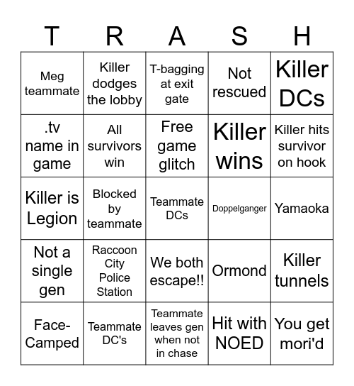 Ultimate DBD Bingo Card