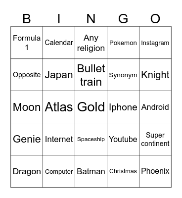 Infinite Craft Bingo Card