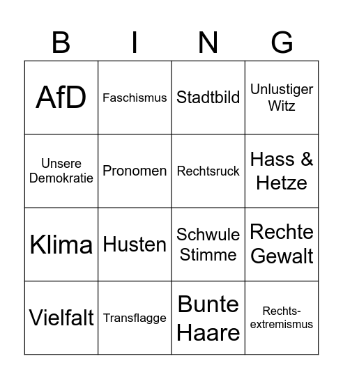Queerer Gottesdienst Bingo Card