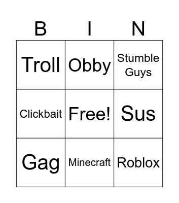 Livestream Bingo Card