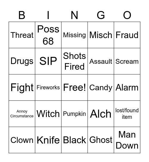 HALLOWEEN Bingo Card