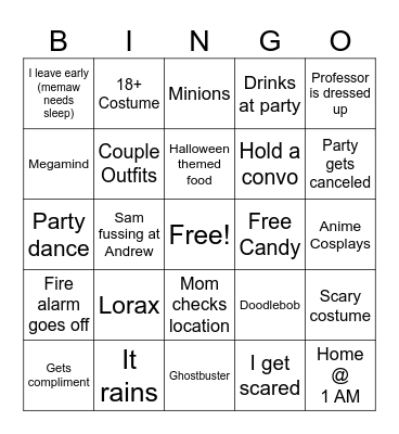 Halloween Bingo Card