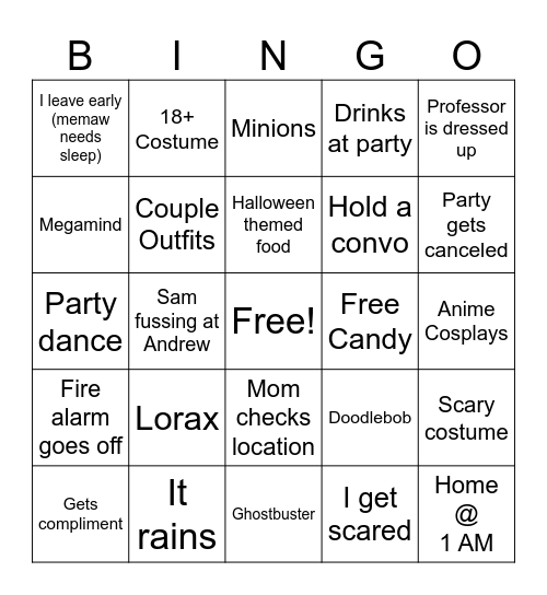 Halloween Bingo Card