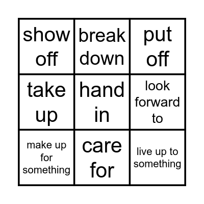 Phrasal verbs Bingo Card
