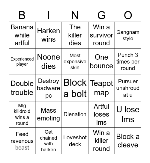 Dod bingo Card