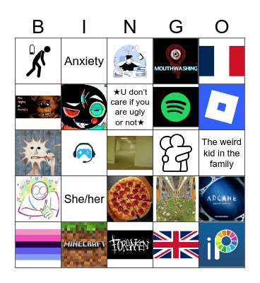W E I R D  K I D Bingo Card