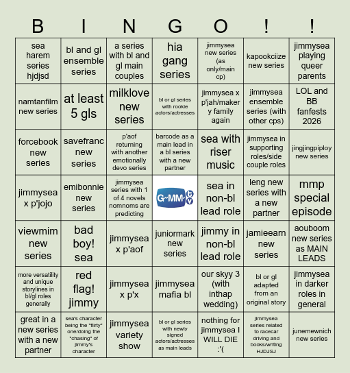 gmmtv 2026 predictions!!! Bingo Card