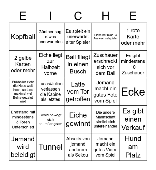 Das SG Eiche Ultra Bingo Card