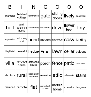 Houses and homes inter Bingo Card
