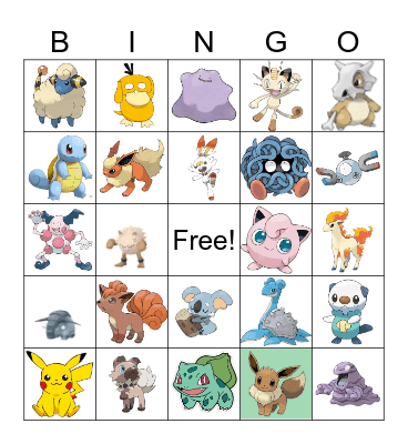 Pokemon Bingo Card