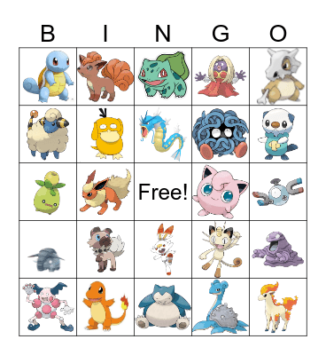 Pokemon Bingo Card